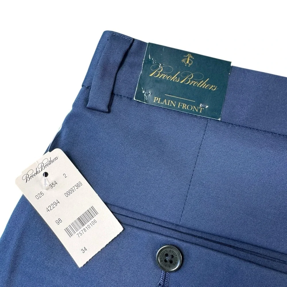 Brooks Brothers Navy Blue Stretch‎ Performance Men's Plain Front Chino Short 34